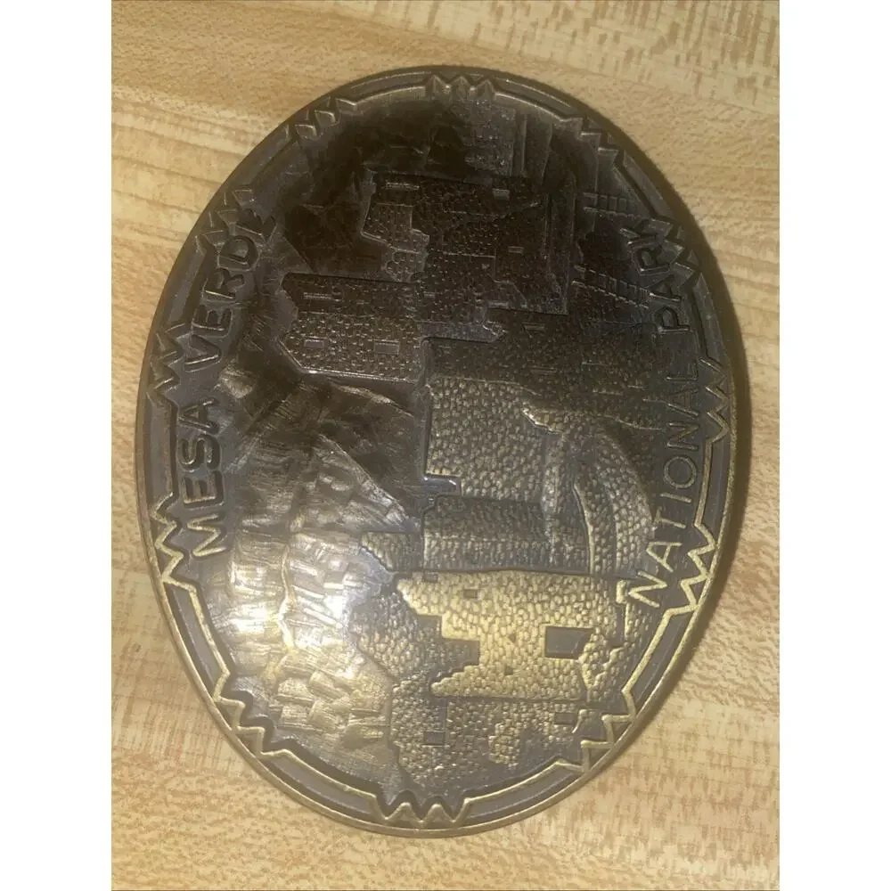 Vintage Mesa Verde National Park Brass Belt Buckle Fits Up To 1.75” Width Belt